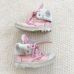 Palladium Pink Leather High Top Sneaker Boots